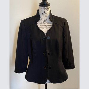 WHBM Mandarin Collar Fitted V Front Blazer 3/4 Sleeve